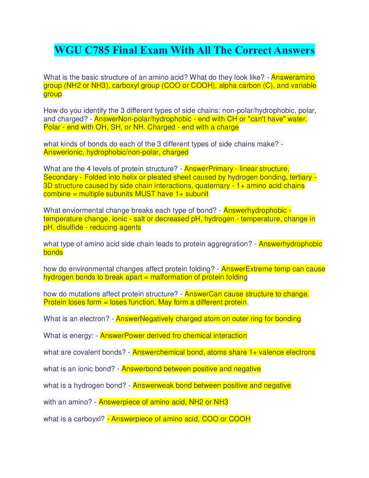 Preview image for WGU C785 Final Exam Real With All The Correct Answers